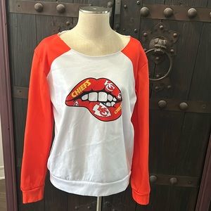 Boutique KC chiefs raw hem at neckline sweatshirt.